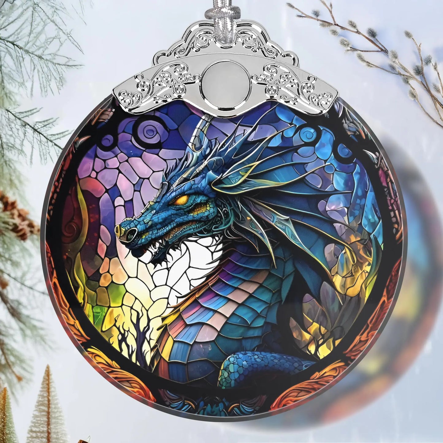 Christmas Ornament - Stained Glass Dragon Ornament - Christmas Home Decor - Christmas Tree Ornament - Holiday Ornament - Holiday Present Ideas - Gift Exchange