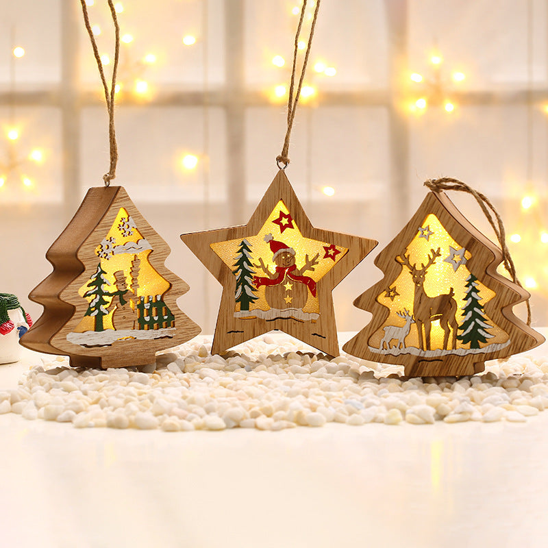 Laser Cut Wooden Christmas Ornaments - Multicolor Tree Shaped Figures For Holiday Decor