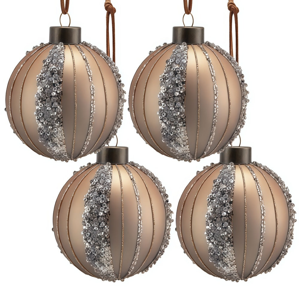 Gold and Silver Elegant 4.7in Glass Christmas Ball Ornaments Hanging Tree Decor Party Holiday Decor