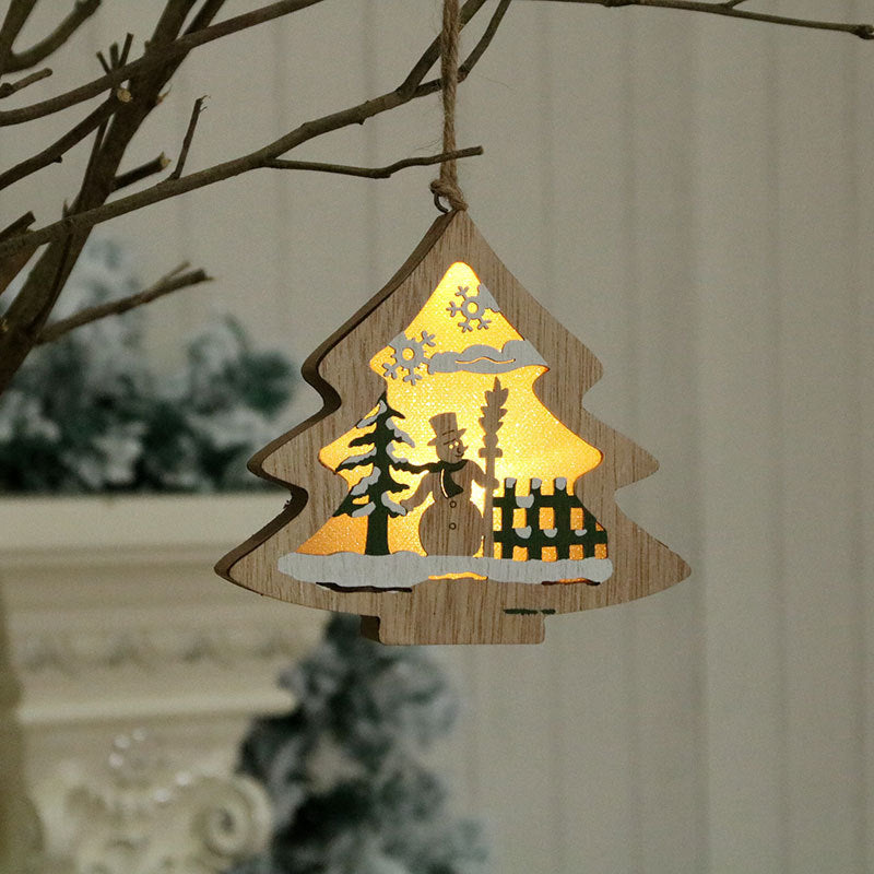Laser Cut Wooden Christmas Ornaments - Multicolor Tree Shaped Figures For Holiday Decor