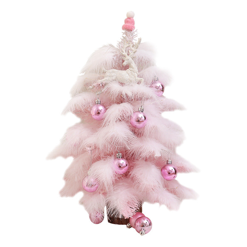 Package 45cm Mini Feather Girl Heart Christmas Tree