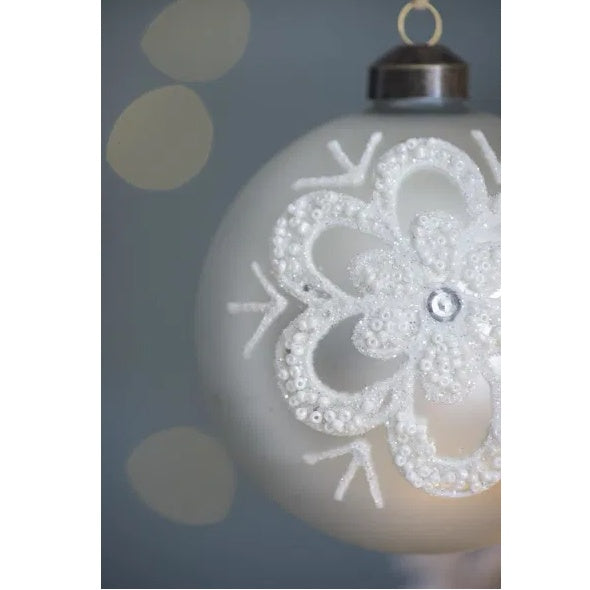 White Christmas Ball Ornaments, Glass Decorative Hanging Ball Christmas Tree Ornaments For Holiday Party Decorations, Set Of 6