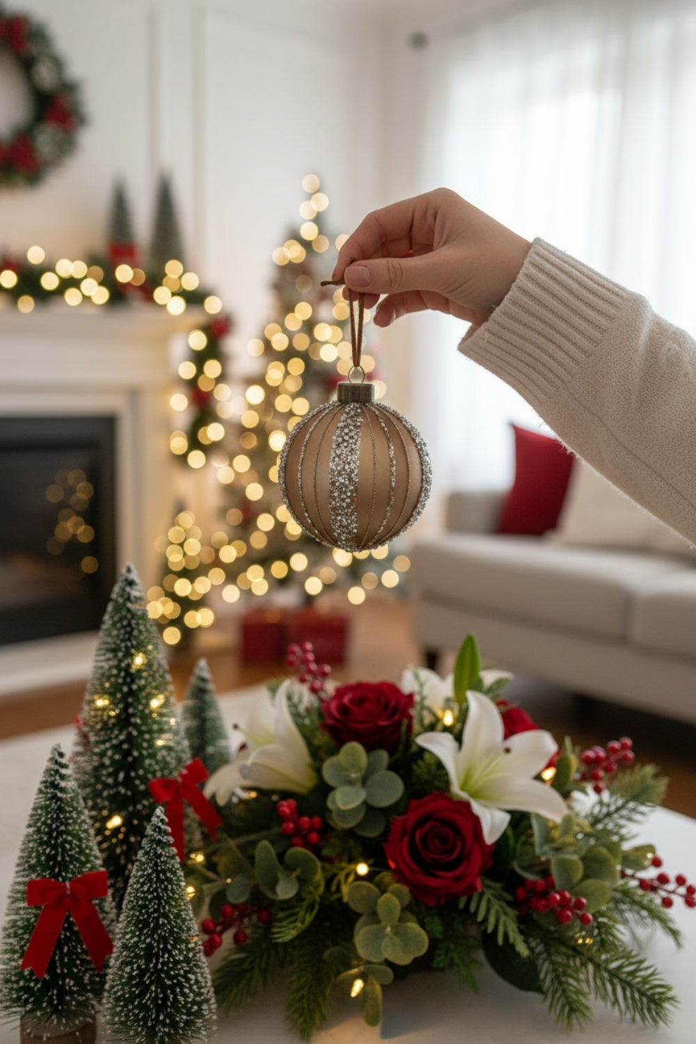 Gold and Silver Elegant 4.7in Glass Christmas Ball Ornaments Hanging Tree Decor Party Holiday Decor