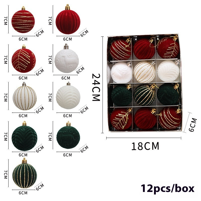 Christmas Red Flocking Colored Drawing Ball 12 6cm