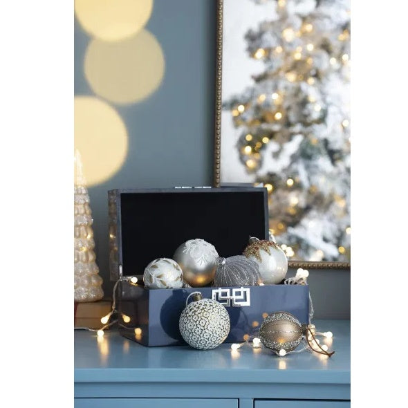 White Christmas Ball Ornaments, Glass Decorative Hanging Ball Christmas Tree Ornaments For Holiday Party Decorations, Set Of 6