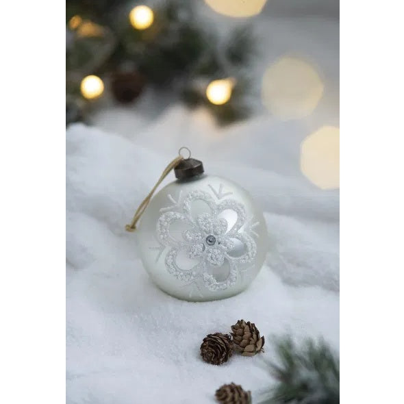 White Christmas Ball Ornaments, Glass Decorative Hanging Ball Christmas Tree Ornaments For Holiday Party Decorations, Set Of 6