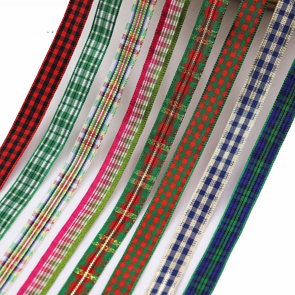 10mm Knitted Plaid Silk Ribbon Webbing