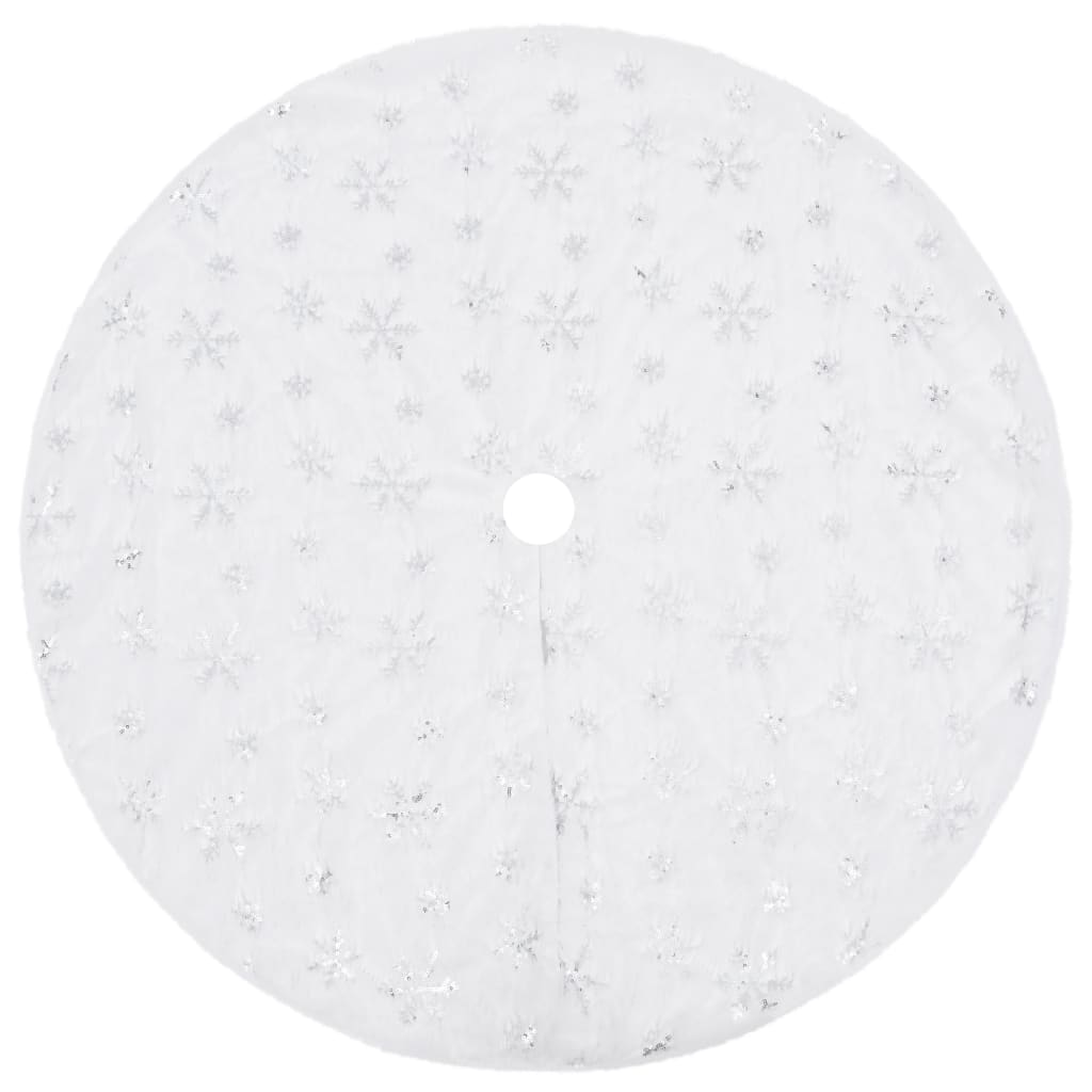 vidaXL Christmas Tree Skirt Artificial Xmas Tree Mat Luxury White Faux Fur-2
