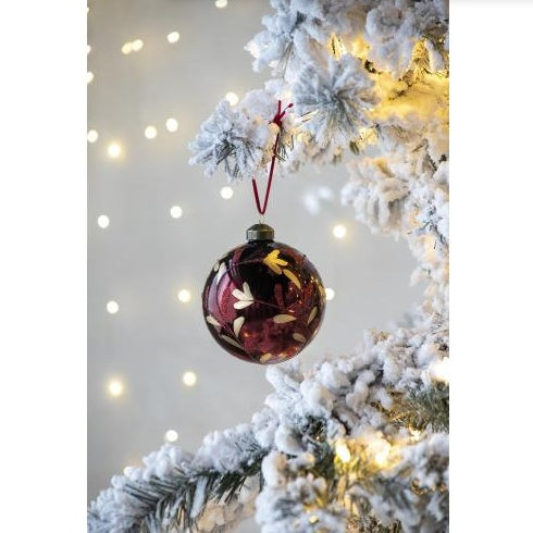 Deep Red Christmas Ball Ornaments, Glass Decorative Hanging Ball Christmas Tree Ornaments For Holiday Party Decorations, Set Of 6