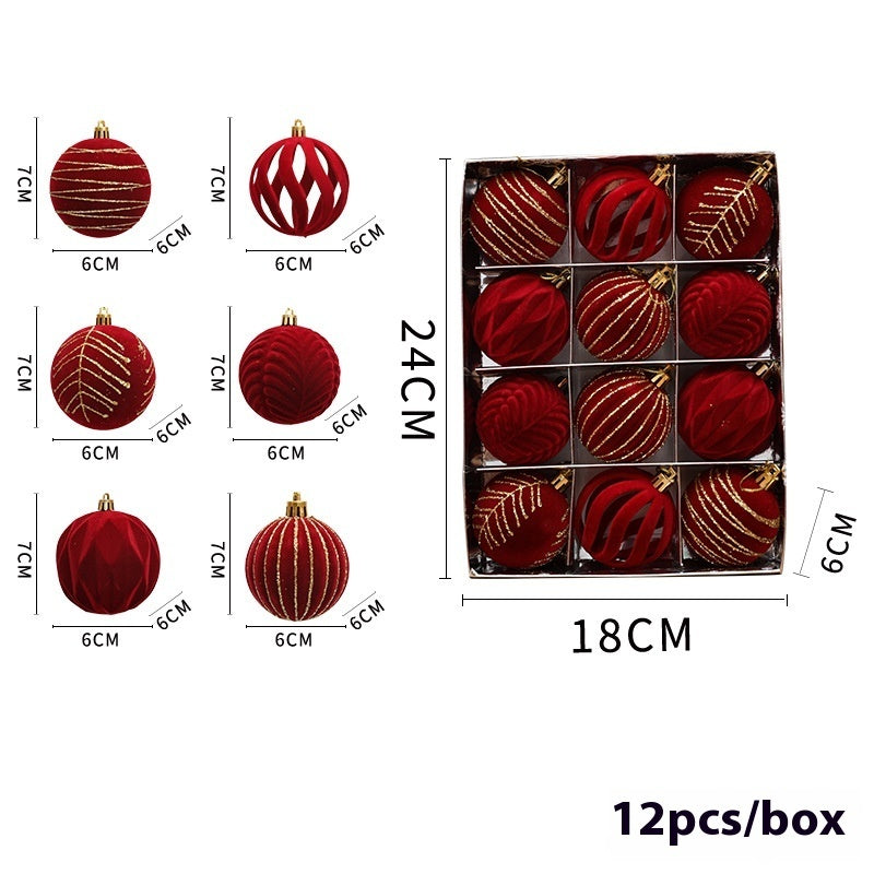 Christmas Red Flocking Colored Drawing Ball 12 6cm