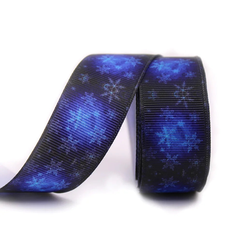 Blue Snowflake Ribbon 10 Yard 25mm