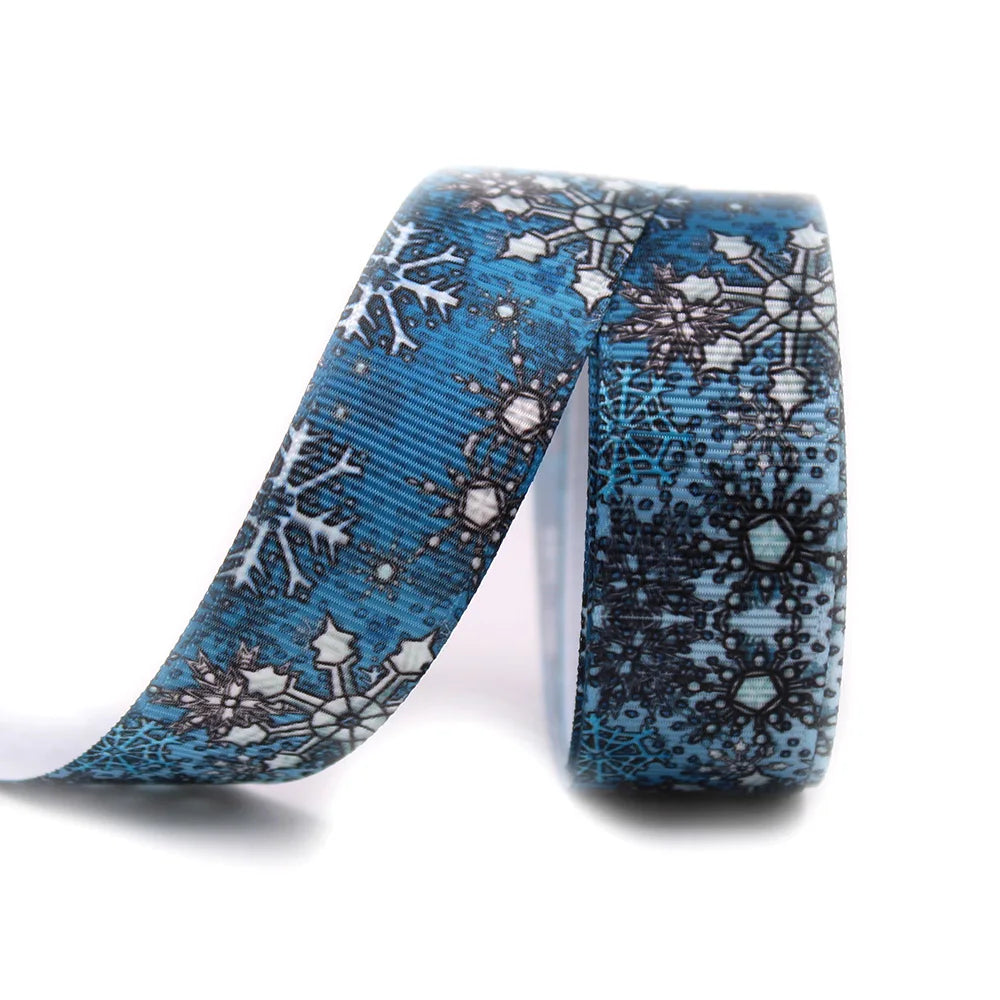 Blue Snowflake Ribbon 10 Yard 25mm