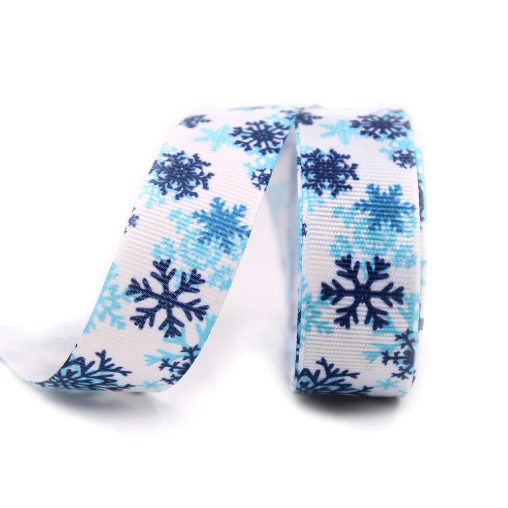 Blue Snowflake Ribbon 10 Yard 25mm