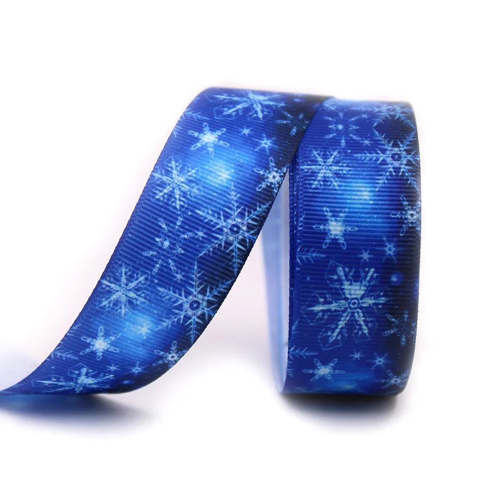 Blue Snowflake Ribbon 10 Yard 25mm