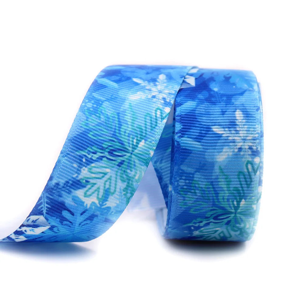Blue Snowflake Ribbon 10 Yard 25mm