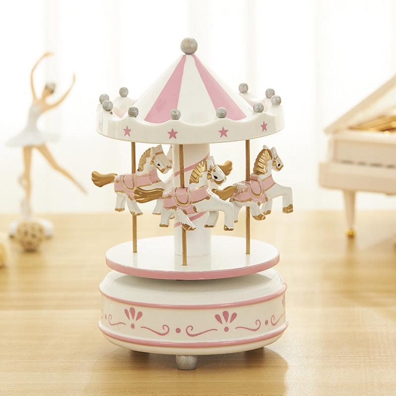 Christmas Wooden Round Carousel Music Boxes