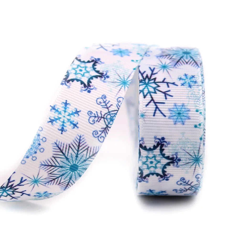 Blue Snowflake Ribbon 10 Yard 25mm