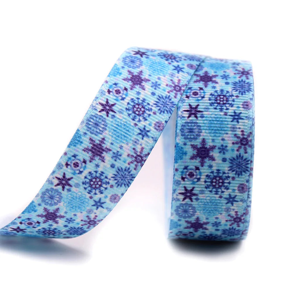 Blue Snowflake Ribbon 10 Yard 25mm