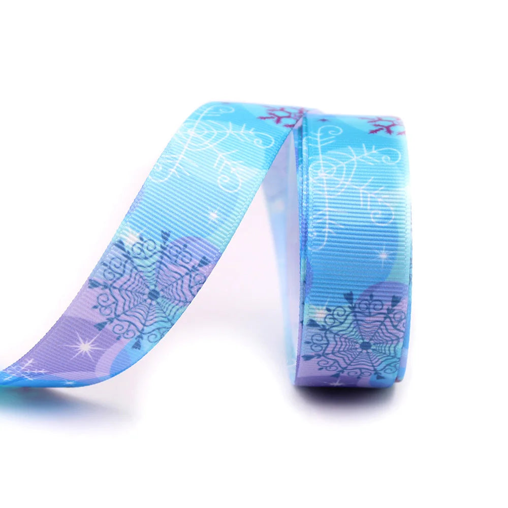 Blue Snowflake Ribbon 10 Yard 25mm