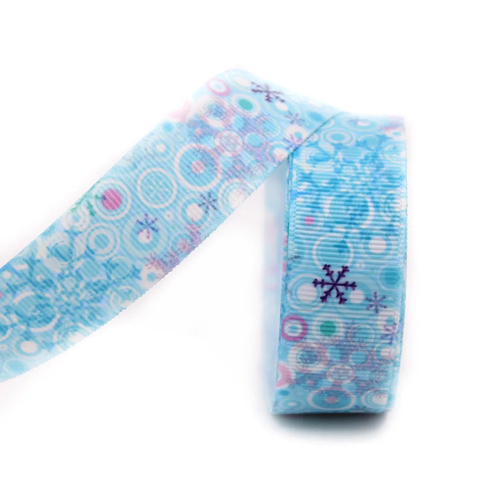 Blue Snowflake Ribbon 10 Yard 25mm