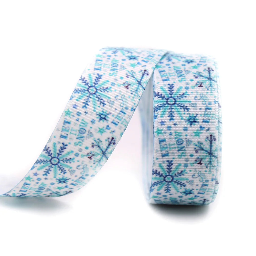 Blue Snowflake Ribbon 10 Yard 25mm