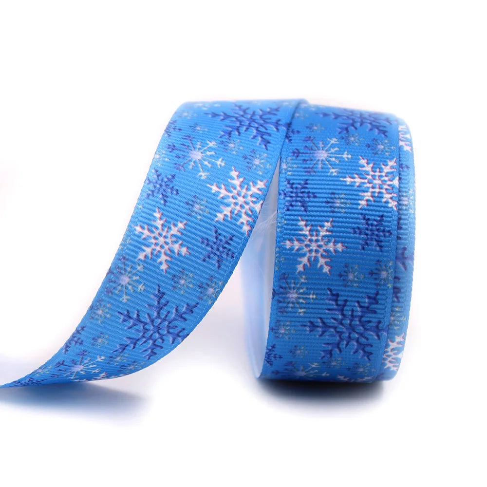 Blue Snowflake Ribbon 10 Yard 25mm