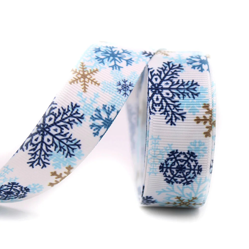 Blue Snowflake Ribbon 10 Yard 25mm