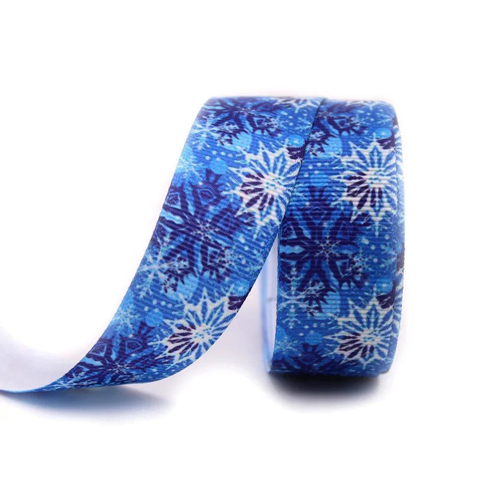Blue Snowflake Ribbon 10 Yard 25mm