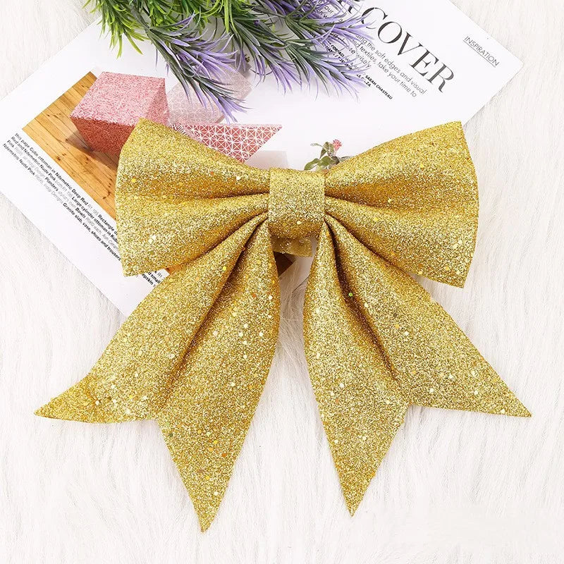 1/2pc Christmas Bows Hanging Decoration Bowknot for Christmas Tree Glitter