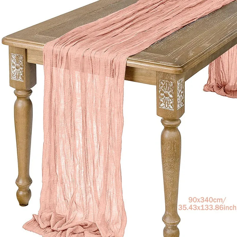 Blue Table Cover Semi-Sheer Gauze Table Runners Vintage