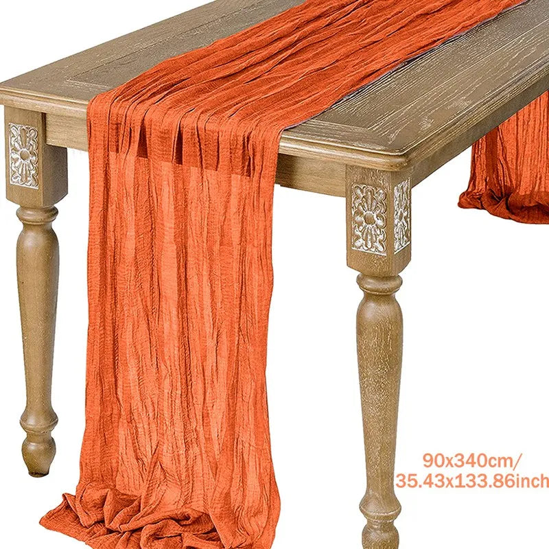 Blue Table Cover Semi-Sheer Gauze Table Runners Vintage