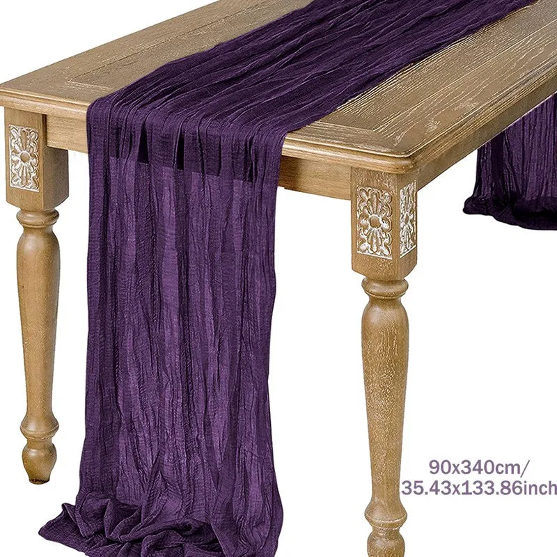 Blue Table Cover Semi-Sheer Gauze Table Runners Vintage