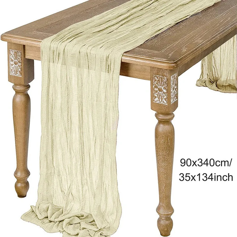Blue Table Cover Semi-Sheer Gauze Table Runners Vintage