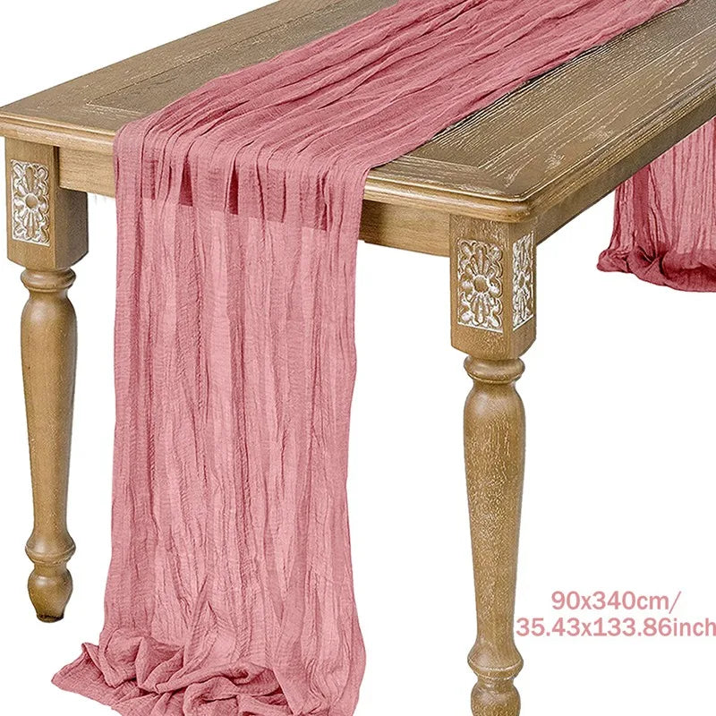 Blue Table Cover Semi-Sheer Gauze Table Runners Vintage