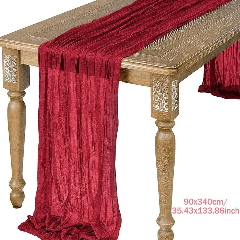 Blue Table Cover Semi-Sheer Gauze Table Runners Vintage