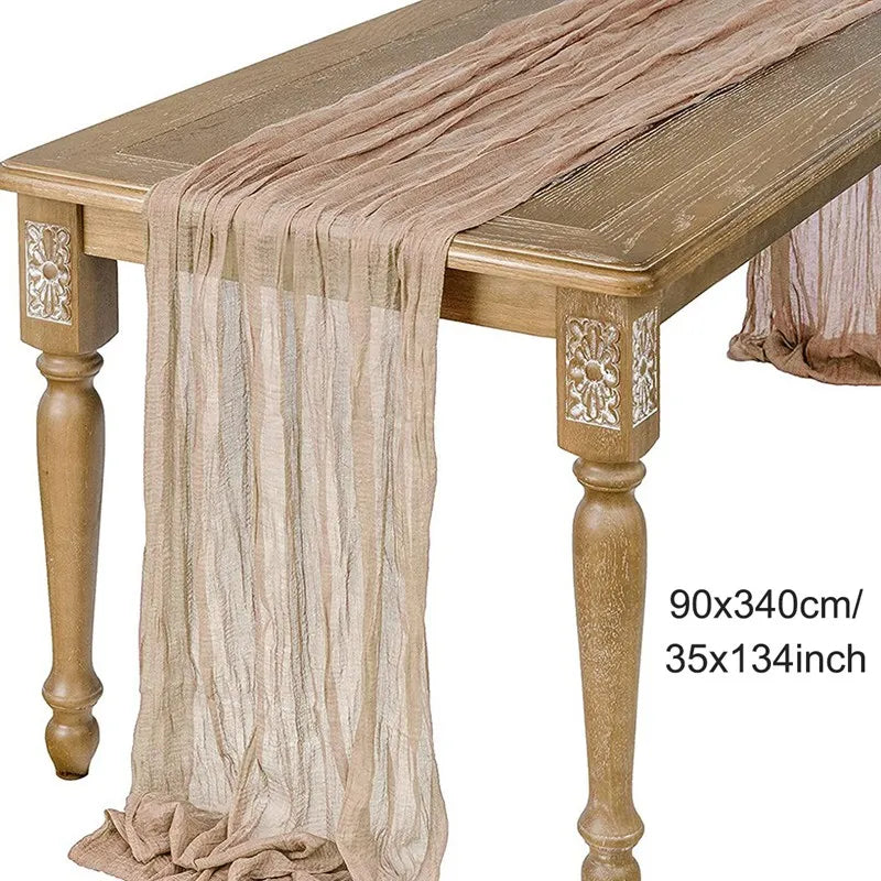 Blue Table Cover Semi-Sheer Gauze Table Runners Vintage