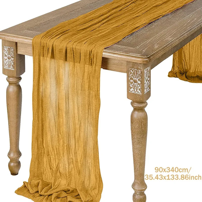 Blue Table Cover Semi-Sheer Gauze Table Runners Vintage