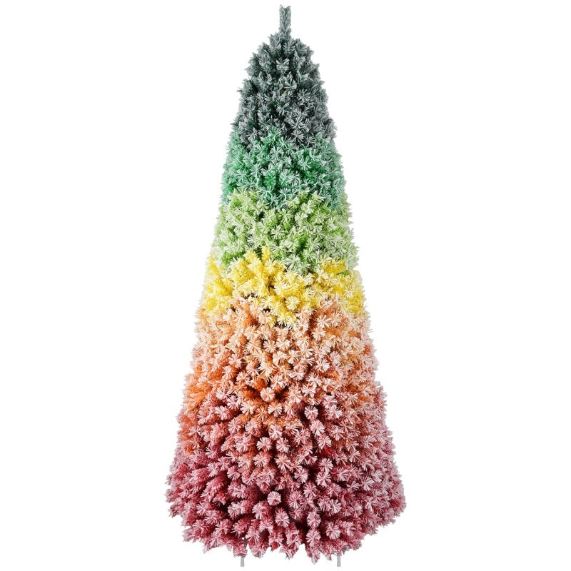 6FT 7.5FT Artificial Unlit Colorful Rainbow Hinged Christmas Tree, WITH PVC Branch Tips