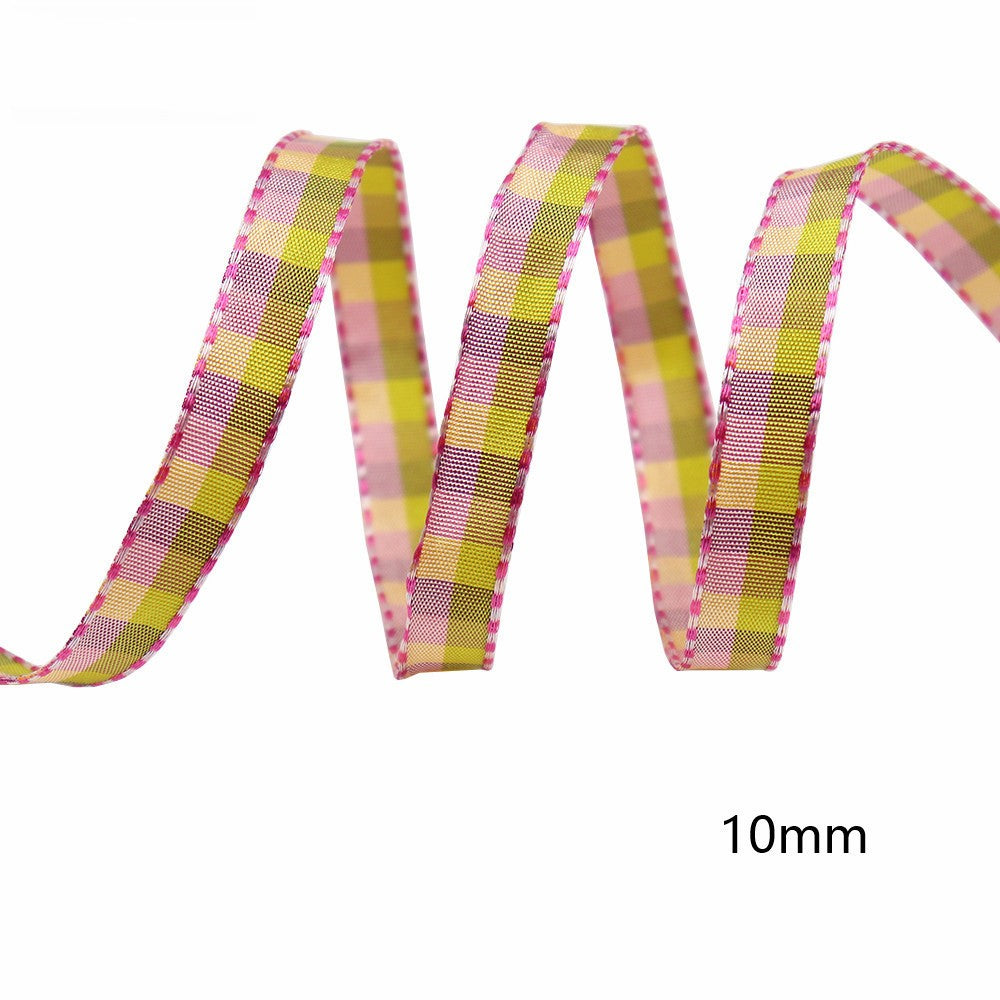 10mm Knitted Plaid Silk Ribbon Webbing