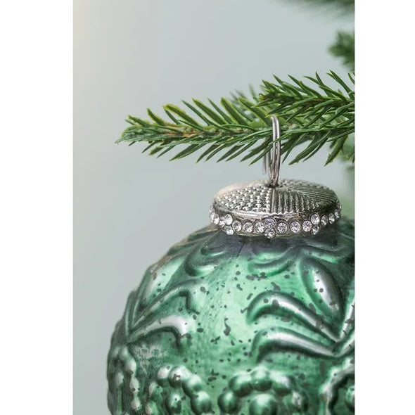 Riccardo Christmas Ball Ornaments Set Of 6 Glass Hanging Christmas Tree Decorations - Green