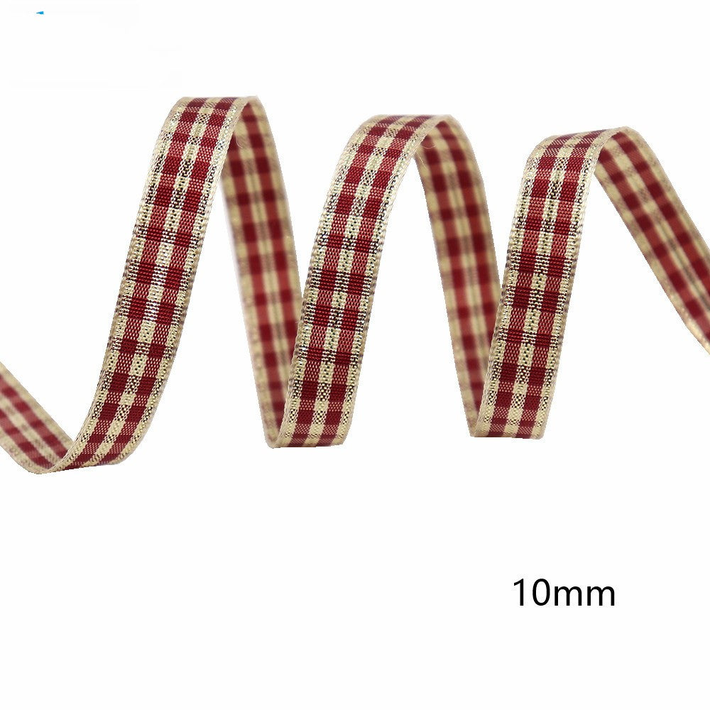 10mm Knitted Plaid Silk Ribbon Webbing